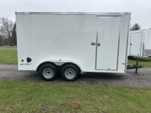 American Hauler 7 ft x 14 ft enclosed cargo trailer Arrow Deluxe series , WHITE .080 Polycore exterior