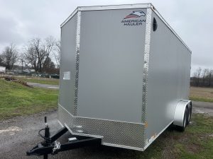 American Hauler 7 ft x 16 ft enclosed cargo trailer Arrow Deluxe series , SILVER exterior