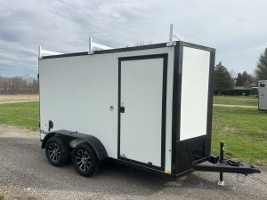 Cargo Express 6 ft x 12 Enclosed w/Ladder Racks, tandem axle,White/black .080 composite exterior