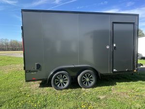 Cargo Express 7 ft x 14 ft EX-DLX  cargo trailer,  .080 Composite siding Charcoal/black out pkg