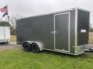 American Hauler 7 ft x 16 ft enclosed cargo trailer Arrow Deluxe ,  Charcoal exterior .080