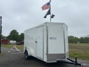 American Hauler Arrow Deluxe 6 ft x 12 ft enclosed trailer, ramp rear door , WHITE .080 exterior