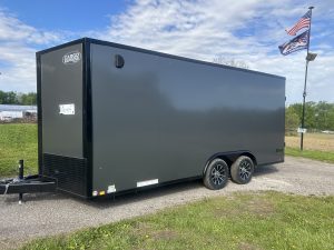 Cargo Express 8.5ft x 18 ft enclosed cargo trailer. CHARCOAL w/ BLACK OUT, #5979