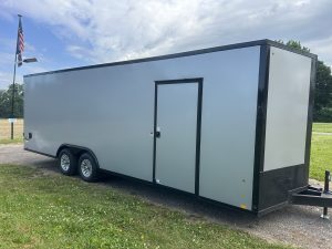 Cargo Express 8.5ft x 24 ft enclosed/cargo trailer. 10K gvwr, SILVER w/ BLACK OUT, Stock #5980